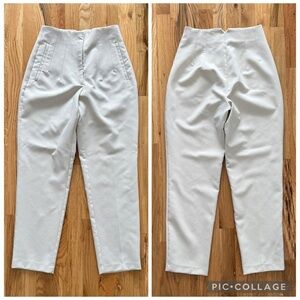 Zara High-Waisted Cream Tapered Pants | Tailored Trousers | Size S / US 26